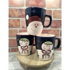 1999 The Cellar Christmas Twilight Collection Coffee Mugs by Laurie Gates 3 Pc
